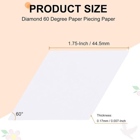 HARFINGTON 300 Count Diamond Paper Piecing Paper for Quilting, 2-Inch 60 Degree Rhombus English Paper Piecing Template, Foundation Paper Pieces Patchwork Supplies for Sewing DIY Craft in Kuwait