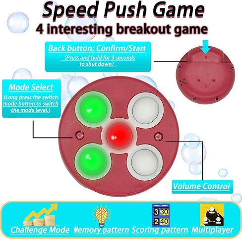 Pop Fidget Toys Quick Push Game - Handheld Puzzle Machine, Stress Relief Toy, Kids Gifts & Party Favors (red) in Saudi Arabia