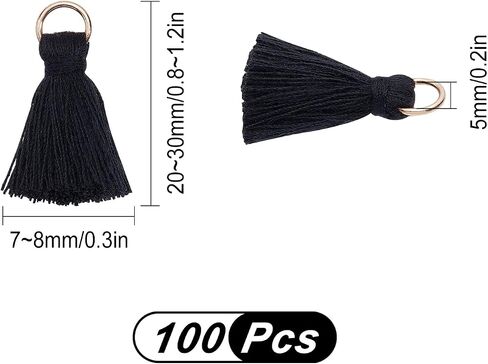 Sunnyclue 1 Box 100PCS DIY شرابات MINI MALA CRAFT TASSEL KIT مع حلقات القفز شرابات قطنية للحرف اليدوية قلادة مجوهر in Kuwait