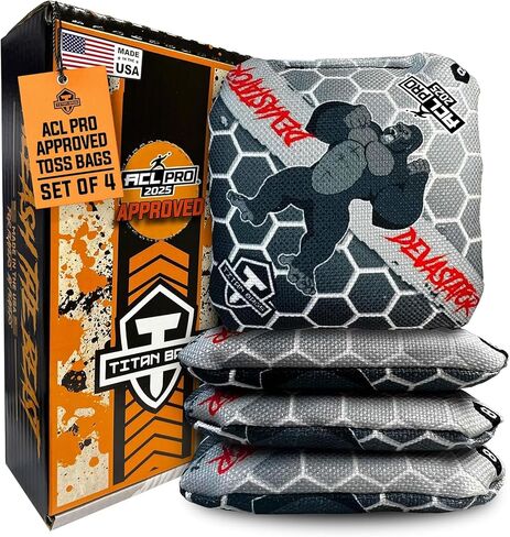 Titan Bags Devastator Cornhole Bags - 6" x 6" ACL PRO Approved Cornhole Bean Bags for Tournaments - Versatile & Durable Professional Cornhole Bags Ideal for Indoor/Outdoor Toss Sports & Games (4 Pack) in Saudi Arabia