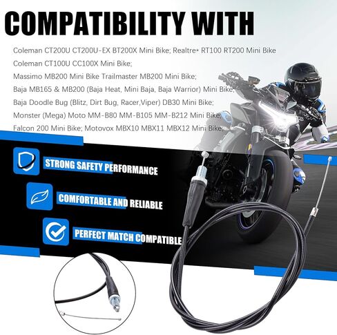 Mini Bike Throttle Cable Assembly Compatible with Coleman 200cc CT200U MB200 CT200U-EX BT200X Baja DB30 Warrior MB200 Predator 212cc Handle Grip Parts Twist Throttle Motorcycle Cruise Control in Saudi Arabia