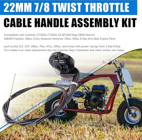Mini Bike Throttle Cable Assembly Compatible with Coleman 200cc CT200U MB200 CT200U-EX BT200X Baja DB30 Warrior MB200 Predator 212cc Handle Grip Parts Twist Throttle Motorcycle Cruise Control in Saudi Arabia