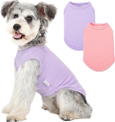 2 Pack Dog Clothes for Small Dogs Summer Dog Shirt Vest Girl Boy Lightweight Puppy T-Shirts Blank Soft and Cool Pet Clothing Sleeveless Medium Large Dog Outfit (Light Blue+Dark Cyan, Medium) in Kuwait