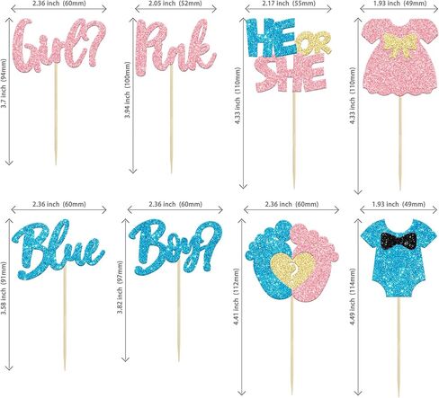 24Pcs Boy or Girl Cupcake Toppers Glitter Feet Onesie Dress Gender Reveal Cupcake Picks Pink or Blue Cake Decorations for Baby Shower Gender Reveal Kids Birthday Party Supplies in Kuwait
