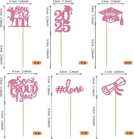 24 Pack 2025 Cucke Cupcake Toppers Glitter Sout You Dive Diploma Grad Cap Cupcake تختارك Do It Cake Decorations for 2025 Threat Thief Decorations Supplies Supplies Pink in Kuwait