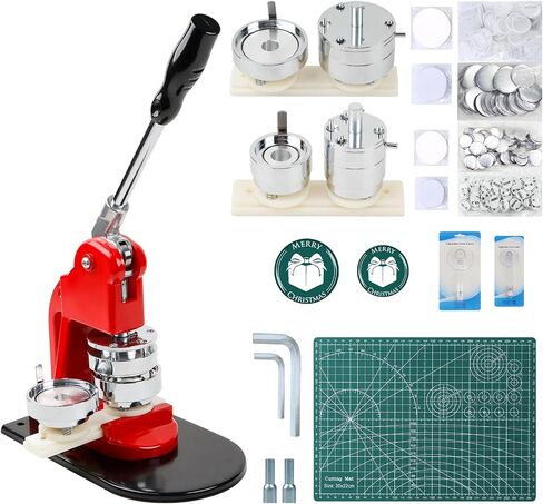 Button Maker Machine Multiple-Sizes - Button Pin Maker 1.25+2.25+3inch, Interchangeable Button-models Badge Button Press Machine with 300 Sets Button Maker Supplies &Circle Cutter&Cutting Mat in Kuwait