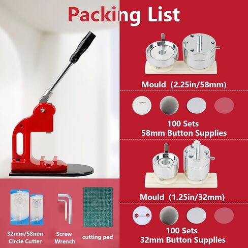 Button Maker Machine Multiple-Sizes - Button Pin Maker 1.25+2.25+3inch, Interchangeable Button-models Badge Button Press Machine with 300 Sets Button Maker Supplies &Circle Cutter&Cutting Mat in Kuwait