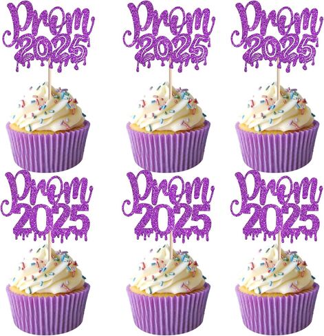 24 PCS PROM 2025 Cupcake Toppers Glitter Cratrats Class of 2025 Cupcake يختار التخرج ديكورات حفلات التخرج لعام 2025 تخرج حفلة موسيقية للحفلات. in Kuwait