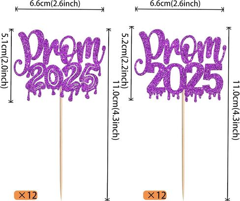 24 PCS PROM 2025 Cupcake Toppers Glitter Cratrats Class of 2025 Cupcake يختار التخرج ديكورات حفلات التخرج لعام 2025 تخرج حفلة موسيقية للحفلات. in Kuwait