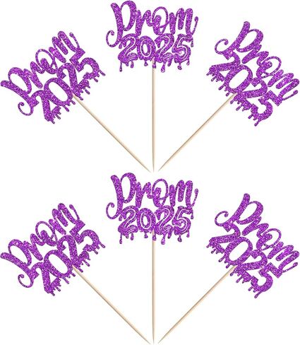 24 PCS PROM 2025 Cupcake Toppers Glitter Cratrats Class of 2025 Cupcake يختار التخرج ديكورات حفلات التخرج لعام 2025 تخرج حفلة موسيقية للحفلات. in Kuwait