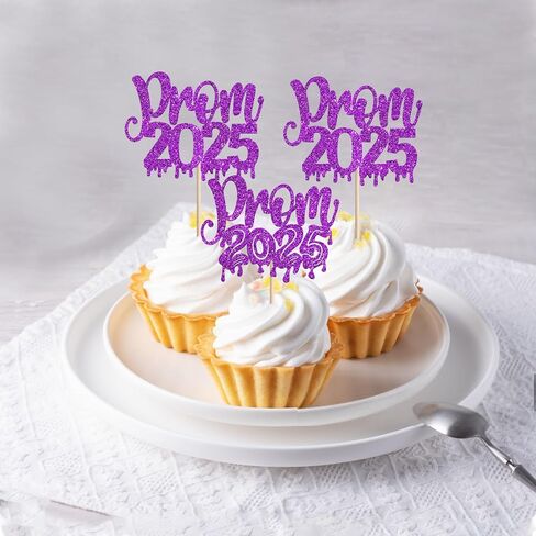 24 PCS PROM 2025 Cupcake Toppers Glitter Cratrats Class of 2025 Cupcake يختار التخرج ديكورات حفلات التخرج لعام 2025 تخرج حفلة موسيقية للحفلات. in Kuwait