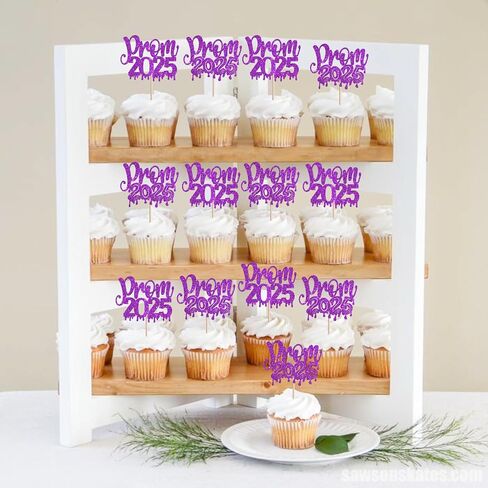 24 PCS PROM 2025 Cupcake Toppers Glitter Cratrats Class of 2025 Cupcake يختار التخرج ديكورات حفلات التخرج لعام 2025 تخرج حفلة موسيقية للحفلات. in Kuwait
