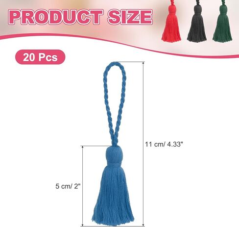 PATIKIL Chunky Bookmark Tassels, 20 Pcs Hanging Loop Small Handmade Soft Tassels for DIY Craft Keychain Jewelry Making Hand Craft Graduation Sewing, 4.3 Inch Blue in Saudi Arabia
