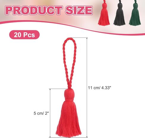 PATIKIL Chunky Bookmark Tassels, 20 Pcs Hanging Loop Small Handmade Soft Tassels for DIY Craft Keychain Jewelry Making Hand Craft Graduation Sewing, 4.3 Inch Blue in Saudi Arabia