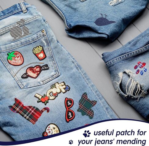 Syhood 15 Sheets Iron-On Mending Fabric 4.92 x 11 Inch Iron On Clothes Patches On Repair Kit for Mending Fix Couch Pants Pockets Holes Knees Elbow (Cute) in Kuwait