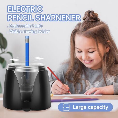 Automatic Electric Pencil Sharpener – 2AA Battery, Ideal for 6-8CM Pencils – Perfect for School, Home, Office, and Classroom Use (Pink) in Kuwait
