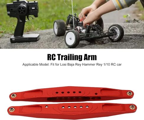 2PCS 1/10 RC Trailing Arm, High Strength Lightweight Aluminum Alloy Rear Lower Trailing Arms Set for Losi Rey Hammer Rey (Red) in Kuwait
