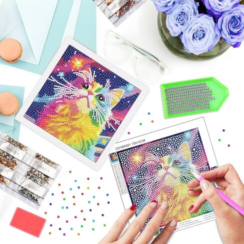 Senqao Horse Diamond Art Kit للبالغين مع فن الإطار والحرف للبالغين الذين تتراوح أعمارهم بين 4-6-8-12 فن الماس من السهل للبالغين والمبتدئين على الجدار المنزلي 7.1x7.1inch in Kuwait