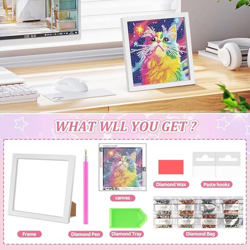 Senqao Horse Diamond Art Kit للبالغين مع فن الإطار والحرف للبالغين الذين تتراوح أعمارهم بين 4-6-8-12 فن الماس من السهل للبالغين والمبتدئين على الجدار المنزلي 7.1x7.1inch in Kuwait