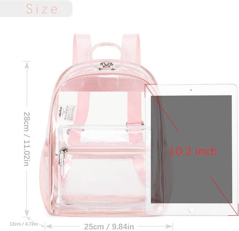 abshoo Clear Mini backpack Stadium Approved 12x12x6 Clear Bag Transparent Small Backpacks (Pink) in Kuwait