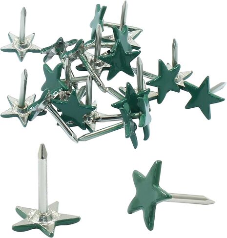 Piutouyar 150 Pcs Star Push Pins, Dark Green Upholstery Tacks Star Shaped Decorative Thumb Tacks Metal Upholstery Pins for Upholstered Furniture Cork Board DIY Projects or Home Decor 11 x 13mm in Saudi Arabia