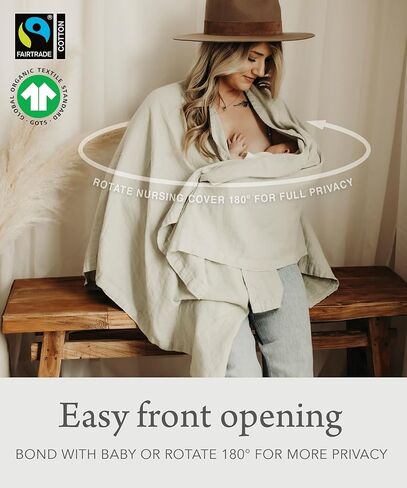غطاء رضاعة Indi by Kishu Baby GOTS من الموسلين العضوي للأمهات المرضعات - وشاح وشال للرضاعة معتمد من التجارة العادلة (حكيم) in Kuwait