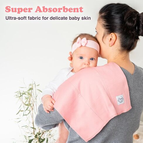 Baby Burp Cloths for Boys and Girls - 7 Pack Large 100% Cotton - Double Layered Extra Absorbent Burp Rags, (Pink, 7 Pack) in Saudi Arabia