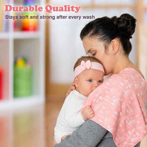 Baby Burp Cloths for Boys and Girls - 7 Pack Large 100% Cotton - Double Layered Extra Absorbent Burp Rags, (Pink, 7 Pack) in Saudi Arabia