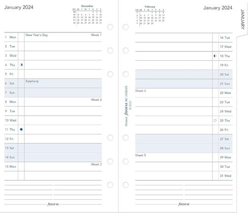 Filofax Calendar Diary Refill, Personal/Compact Size, Month-to-View, with Tabs, White Paper, Ruled, English, 2025 (C68425-25) in Kuwait
