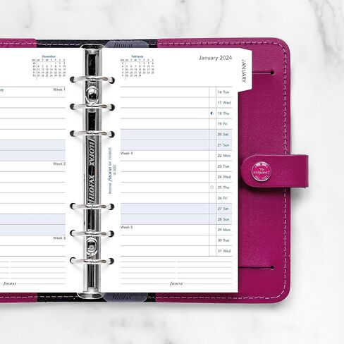 Filofax Calendar Diary Refill, Personal/Compact Size, Month-to-View, with Tabs, White Paper, Ruled, English, 2025 (C68425-25) in Kuwait