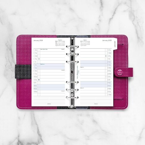 Filofax Calendar Diary Refill, Personal/Compact Size, Month-to-View, with Tabs, White Paper, Ruled, English, 2025 (C68425-25) in Kuwait