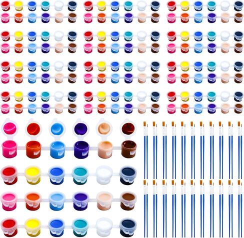 30 Pack Mini Acrylic Paint, 30Pcs 12 Color Washable Acrylic Paint Strips, 30 Flat and 30 Pointed Brushes, Great for Birthday Party Favors Home Painting Arts and Crafts Supplies in Saudi Arabia