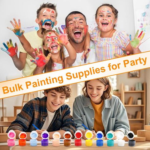 30 Pack Mini Acrylic Paint, 30Pcs 12 Color Washable Acrylic Paint Strips, 30 Flat and 30 Pointed Brushes, Great for Birthday Party Favors Home Painting Arts and Crafts Supplies in Saudi Arabia