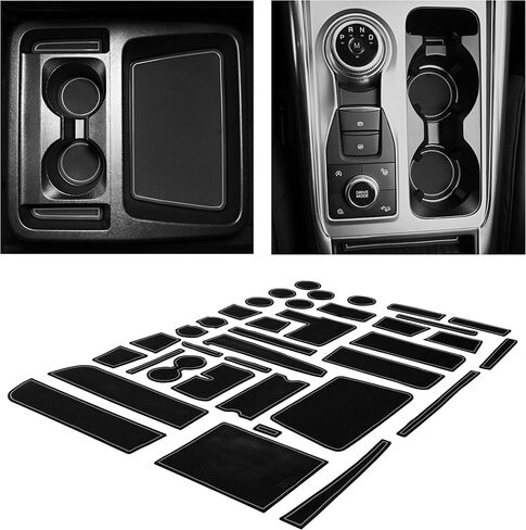 CupHolderHero fits Ford Explorer Accessories 2020-2023 Premium Custom Interior Non-Slip Anti Dust Cup Holder Inserts, Center Console Liner Mats, Door Pocket Liners 37pc Set (Solid Black) in Saudi Arabia