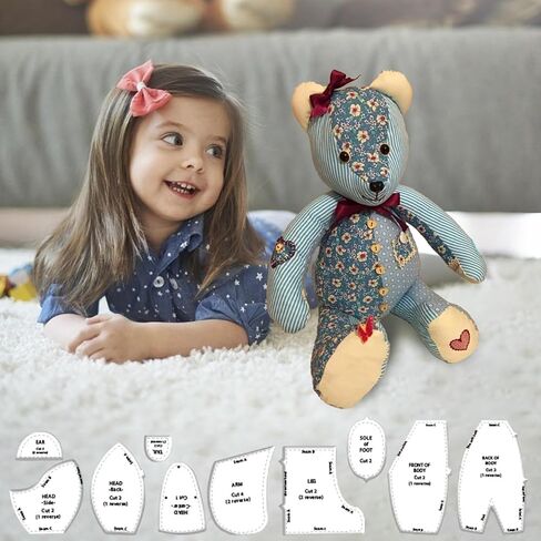 10 PCS Memory Bear Template Ruler Set, Sewing Patterns Template with Instructions, 15 inch Acrylic Quilting Template Cutting Set, DIY Gifts for Birthday Home Decorations in Kuwait