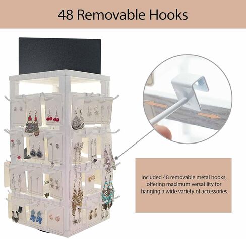 Wooden Jewelry Display Stand with advertising board Removable 20 Hooks, Earring Cards necklace bracelet Keychain Showcase Cascading Merchandise Organizer For Selling For vendor events(Oak) in Kuwait