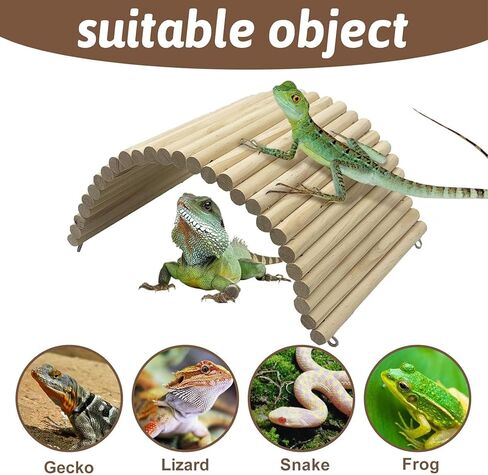 Hamiledyi 11.37 x 5.9 inch Reptile Hideout, Bearded Dragon Bendy Bridge, Climbing Ladder Wooden Hermit Climb Toys, Hide Cave Habitat Decor for Lizards Gecko Spiders Snakes Tortoise in Kuwait