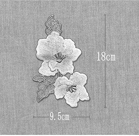 1pair Embroidery Magnolia Flower Hand Stitching Patches 18 * 9.5cm (Pale Yellow) in Saudi Arabia