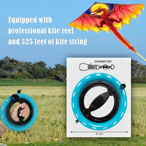 Dragon Kite for Adults Kids Ages 8-12, Easy to Fly, for Beginners, Large Single Line for Beach Trip Outdoor Play, with Premium Reel 525ft String in Saudi Arabia