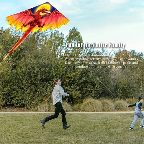 Dragon Kite for Adults Kids Ages 8-12, Easy to Fly, for Beginners, Large Single Line for Beach Trip Outdoor Play, with Premium Reel 525ft String in Saudi Arabia