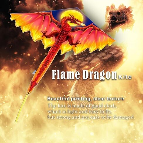 Dragon Kite for Adults Kids Ages 8-12, Easy to Fly, for Beginners, Large Single Line for Beach Trip Outdoor Play, with Premium Reel 525ft String in Saudi Arabia