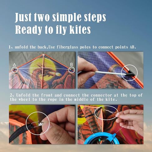 Dragon Kite for Adults Kids Ages 8-12, Easy to Fly, for Beginners, Large Single Line for Beach Trip Outdoor Play, with Premium Reel 525ft String in Saudi Arabia