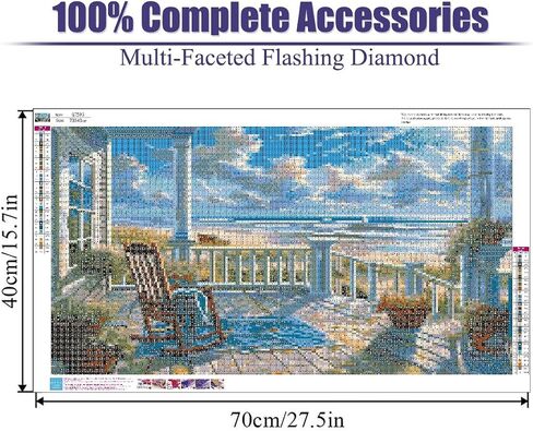 LWZAYS 5D Large Size Landscape Diamond Painting Kits for Adults, Beach Diamond Art Kits for Adults, DIY Full Drill Paintings with Diamonds Gem Art Crafts for Home Wall Decor 16x28 inch in Saudi Arabia