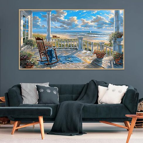 LWZAYS 5D Large Size Landscape Diamond Painting Kits for Adults, Beach Diamond Art Kits for Adults, DIY Full Drill Paintings with Diamonds Gem Art Crafts for Home Wall Decor 16x28 inch in Saudi Arabia