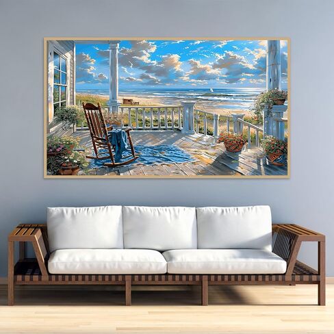 LWZAYS 5D Large Size Landscape Diamond Painting Kits for Adults, Beach Diamond Art Kits for Adults, DIY Full Drill Paintings with Diamonds Gem Art Crafts for Home Wall Decor 16x28 inch in Saudi Arabia