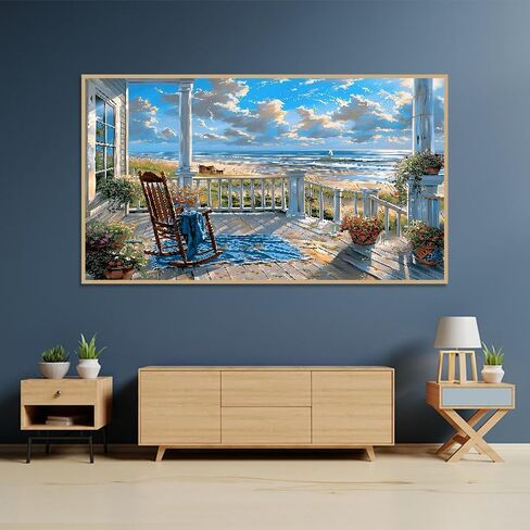 LWZAYS 5D Large Size Landscape Diamond Painting Kits for Adults, Beach Diamond Art Kits for Adults, DIY Full Drill Paintings with Diamonds Gem Art Crafts for Home Wall Decor 16x28 inch in Saudi Arabia