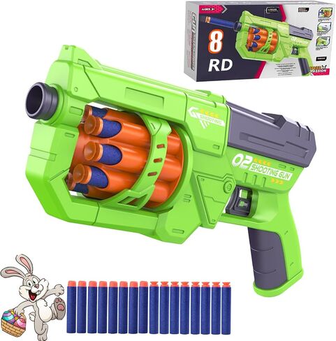 RD-8 Toy Blaster Gun Set, Foam Darts Fit for Nerf Guns for Kids Ages 8-12, Long Range Rotating Barrel, Fun Indoor & Outdoor Shooting Game, Gift for Boys Ages 5 6 7 8 9 10 12 in Saudi Arabia