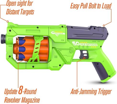 RD-8 Toy Blaster Gun Set, Foam Darts Fit for Nerf Guns for Kids Ages 8-12, Long Range Rotating Barrel, Fun Indoor & Outdoor Shooting Game, Gift for Boys Ages 5 6 7 8 9 10 12 in Saudi Arabia