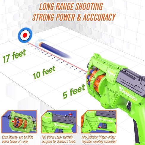 RD-8 Toy Blaster Gun Set, Foam Darts Fit for Nerf Guns for Kids Ages 8-12, Long Range Rotating Barrel, Fun Indoor & Outdoor Shooting Game, Gift for Boys Ages 5 6 7 8 9 10 12 in Saudi Arabia