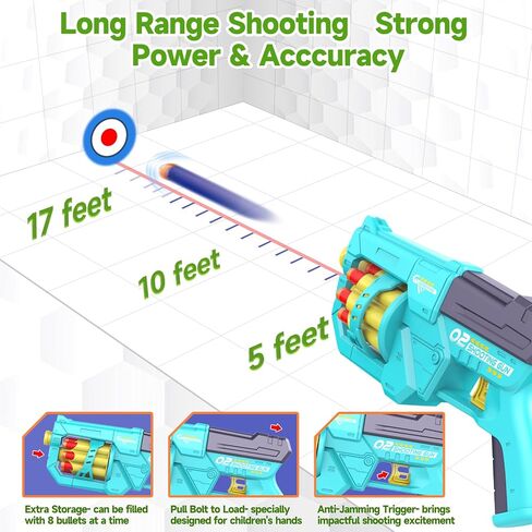 RD-8 Toy Blaster Gun Set, Foam Darts Fit for Nerf Guns for Kids Ages 8-12, Long Range Rotating Barrel, Fun Indoor & Outdoor Shooting Game, Gift for Boys Ages 5 6 7 8 9 10 12 in Saudi Arabia